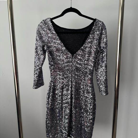 Aqua Sequin Party Dress - Picture 3 of 5